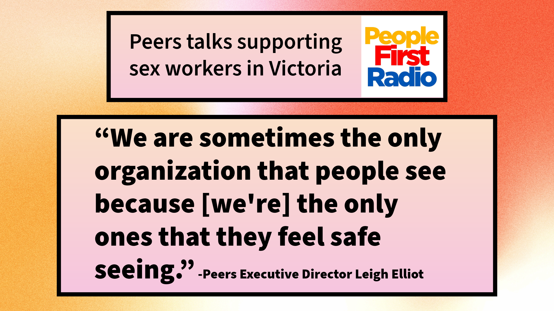 Victoria organization Peers talks supporting sex workers episode artwork